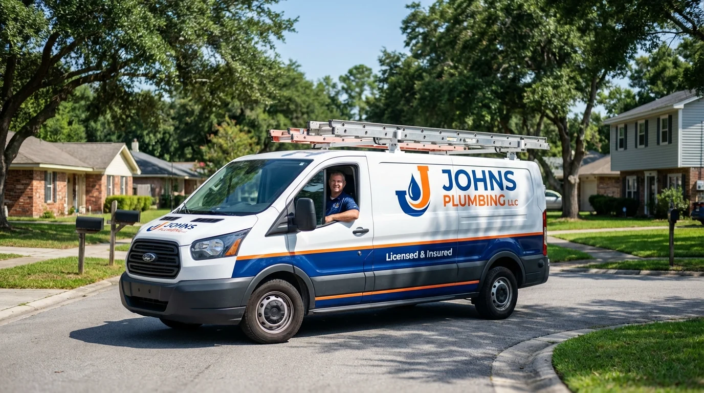 Johns Plumbing LLC service van in Franklin Lakes, NJ