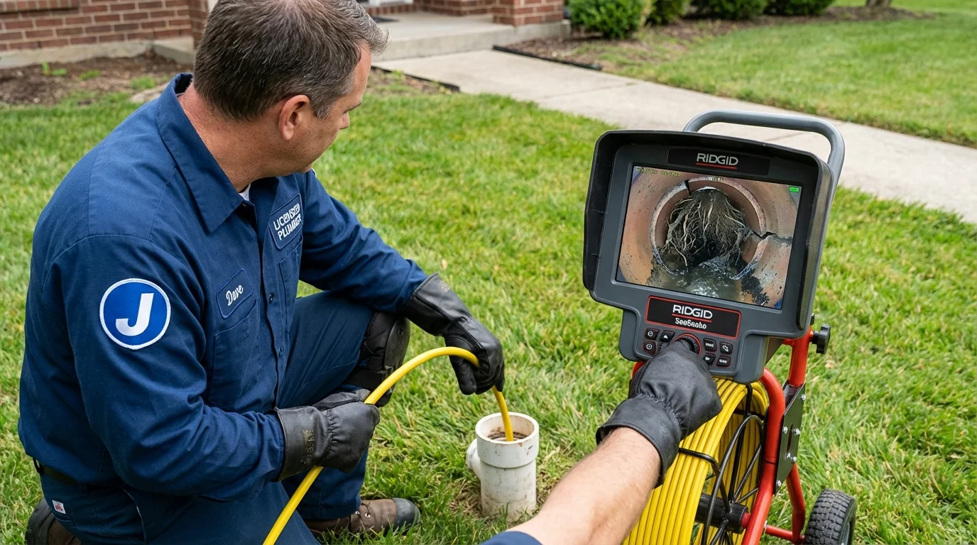Sewer camera inspection being performed by Johns Plumbing LLC in Franklin Lakes